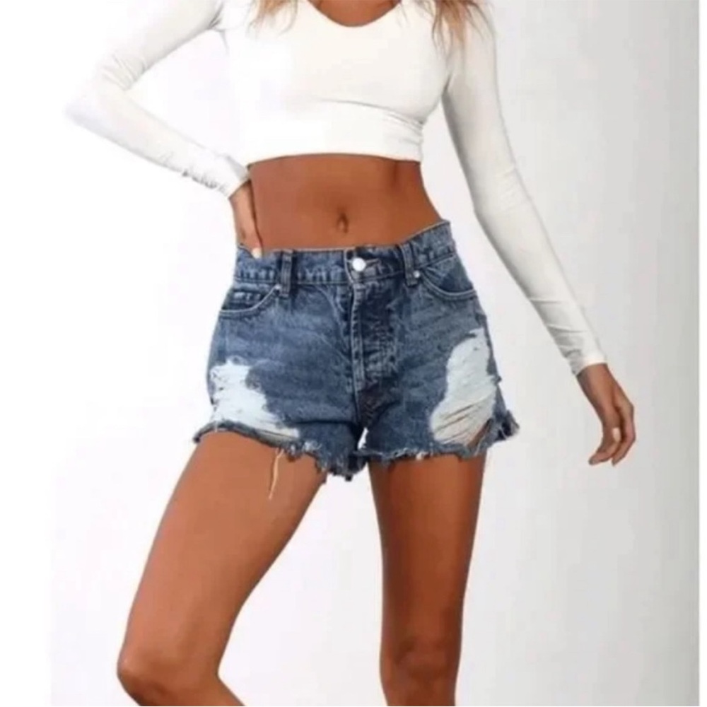 Revice Malibu Denim Distressed Jean High Waist Cutoffs Shorts Size 27